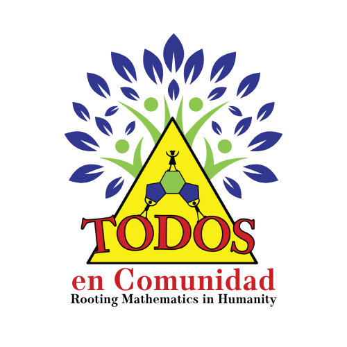 tree 2026 logo (8) The yellow triangle TODOS logo has a green and blue tree growing out of it and text that reads "TODOS en Comunidad: Rooting Mathematics in Humanity"